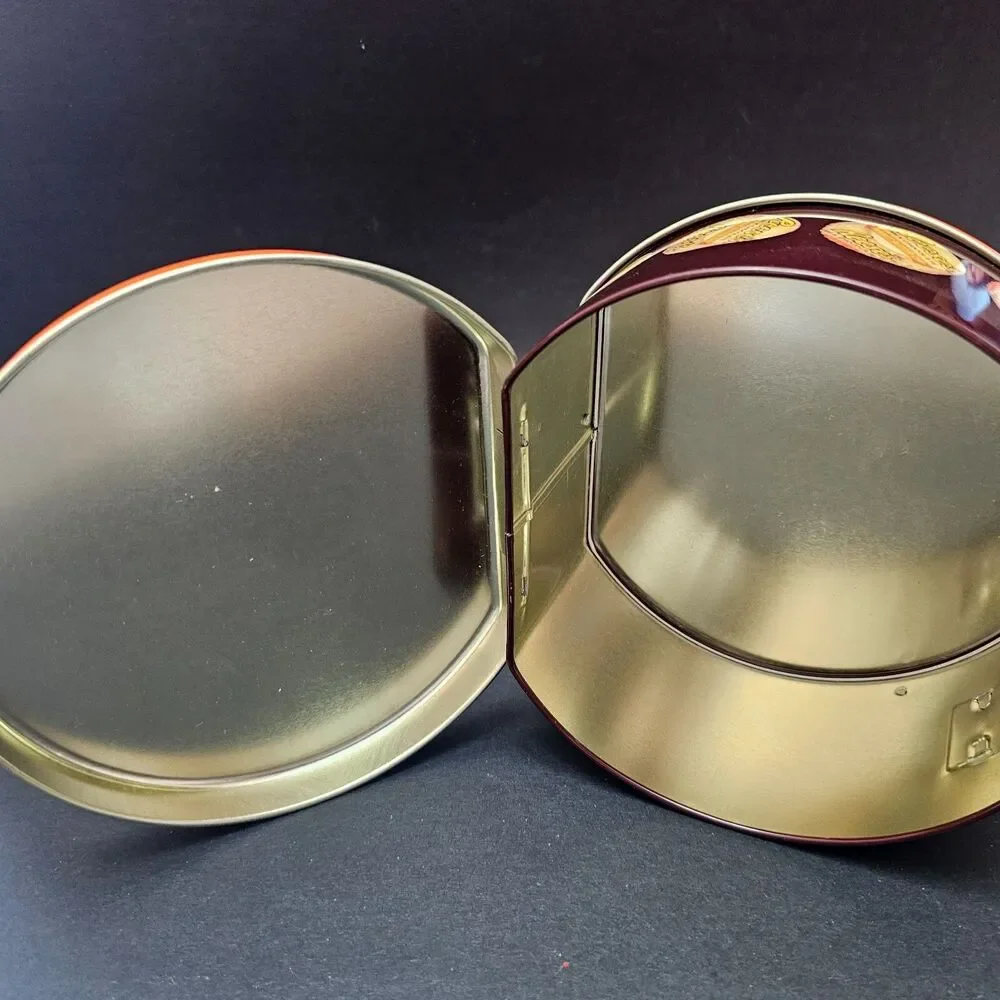 Vintage Round Reese's Peanut Butter Cup Tin with Handle, Mini Cups Around Sides